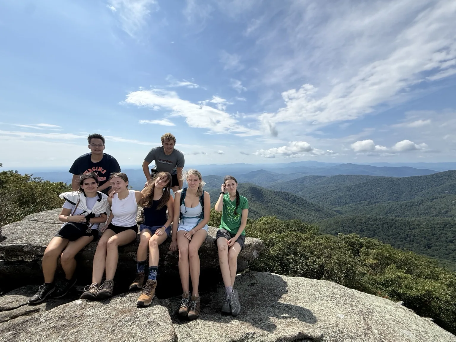 Vu-Anh Le and fellow hikers at a mountain overlook